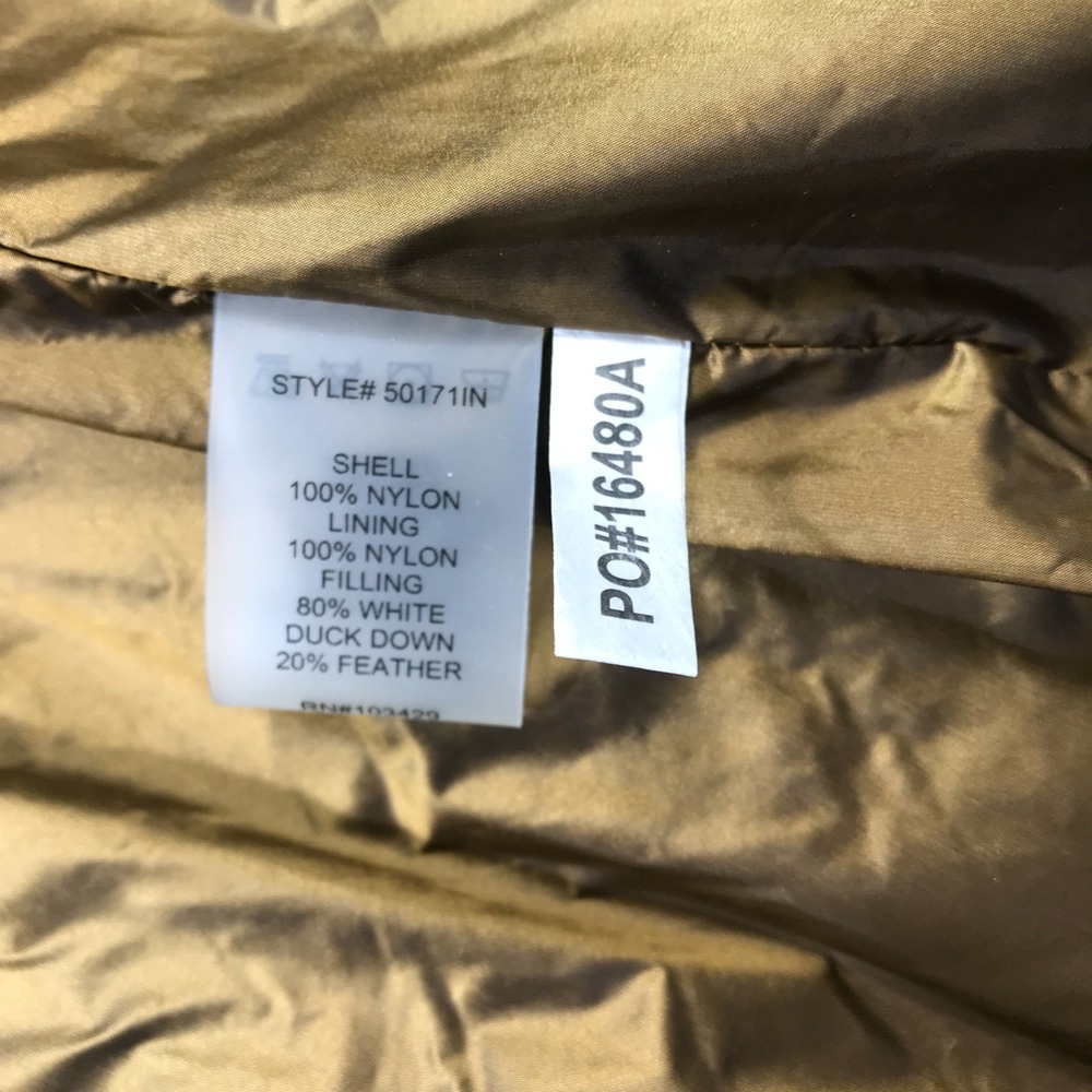 Womens Duck Down Quilted Puffer Vest Size Small Gold Zip Pockets High Collar - Picture 11 of 14